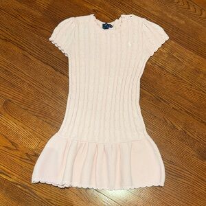POLO RALPH LAUREN Girls Pink Sweater Short Sleeve Dress - Sz. 6
